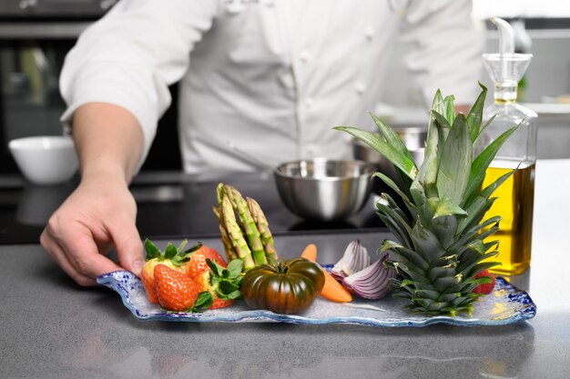 chef preparing meal in a bright kitchen